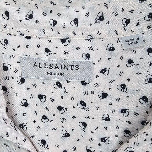 AllSaints New Romantic 100% Viscose Lightweight Short Sleeve Button Up Shirt M - Picture 7 of 9